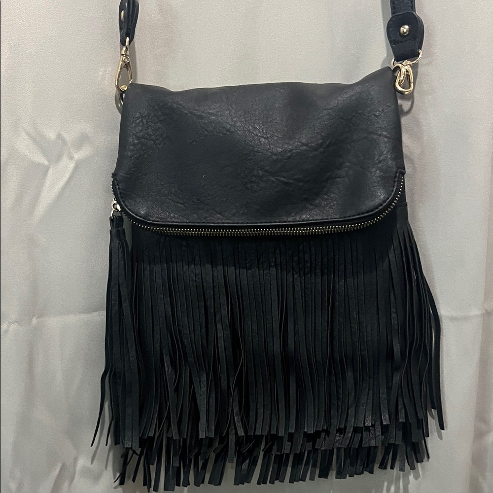 Black Fringe Crossbody Bag